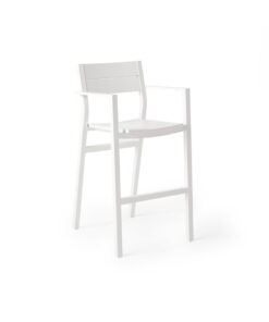 Belvedere Bar Chair in Textured White Aluminum
