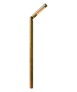 PLB16 Adjustable Lamp Ready Brass Round L-Shaped Low Voltage Pathway Light