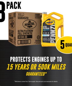 Pennzoil Ultra Platinum Full Synthetic 5W-30 Motor Oil, 5 Quart (3 Pack)