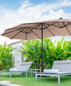 PHI VILLA 15ft Double-sided Patio Umbrella with Lights