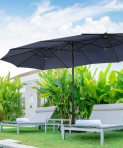 PHI VILLA 15ft Double-sided Patio Umbrella with Lights