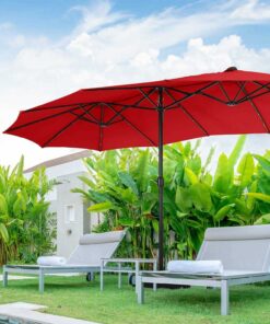 PHI VILLA 15ft Double-sided Patio Umbrella with Lights