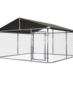 Petony Outdoor Dog Kennel Dog Cage Dog Playpen Dog Fence Chicken Coop Hen House Heavy Duty Pet Playpen with Large Galvanized Chain Link with UV and Water Resistant Black Proof Cover